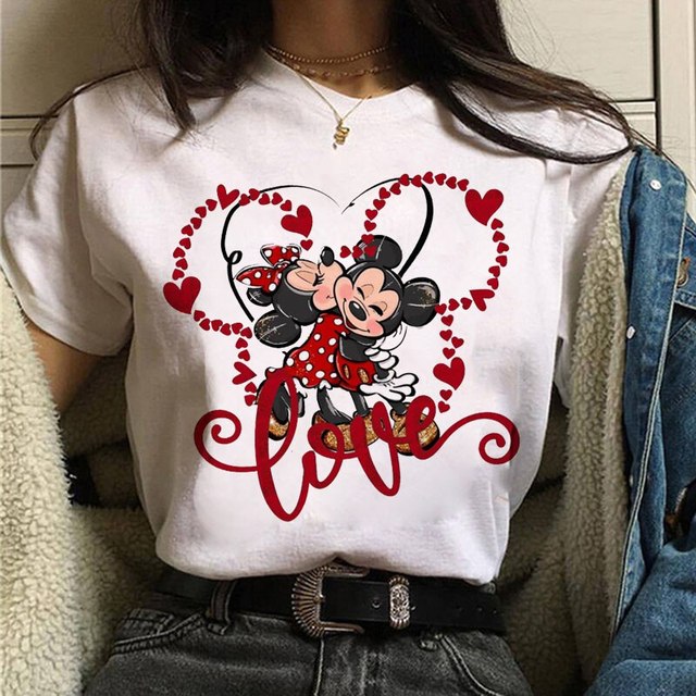 Valentine's Day Gift Disney Mickey Mouse Crewneck High-Quality Shirt Style Unisex T-shirt Family Birthday Gift Adult Kid Toddler Tee 10