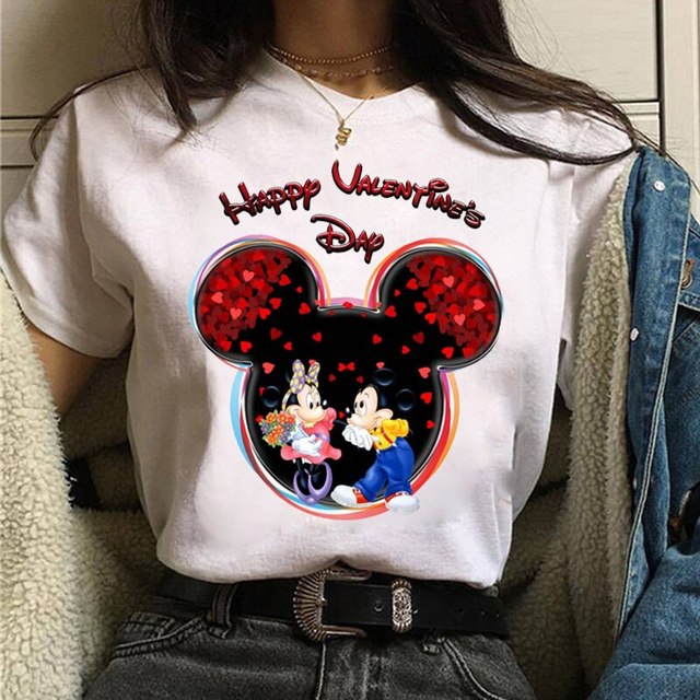 Valentine's Day Gift Disney Mickey Mouse Crewneck High-Quality Shirt Style Unisex T-shirt Family Birthday Gift Adult Kid Toddler Tee 11