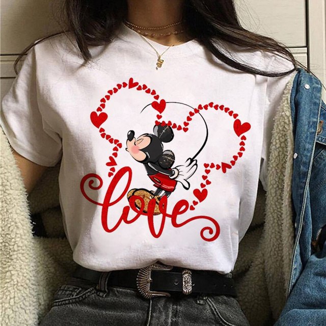 Valentine's Day Gift Disney Mickey Mouse Crewneck High-Quality Shirt Style Unisex T-shirt Family Birthday Gift Adult Kid Toddler Tee 15