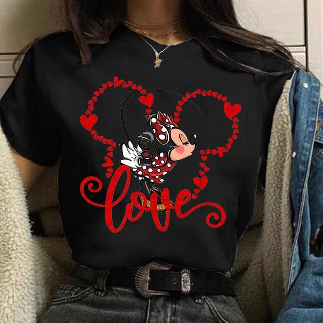 Valentine's Day Gift Disney Mickey Mouse Crewneck High-Quality Shirts Family Birthday Gift Adult Kid Toddler Tee