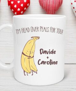 Valentine's Day Mug, Banana I'm Head over PEALS for you, Personalized Couple Name Mugs, Couples Mug, Engagement Mug