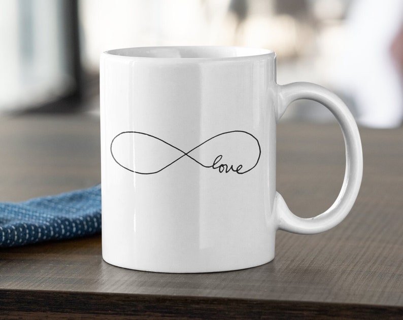 Valentines Day Mug, Infinity Love, Cute Valentine Mug, Valentines Day Gift, White Ceramic Mug Gift, Souvenir