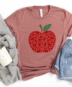 Valentine's Day Shirt, Apple Hearts Shirt, Teacher Valentine's Day Shirt, Cute Valentine Shirt, Valentines Day Gift, Valentines Shirts For Woman