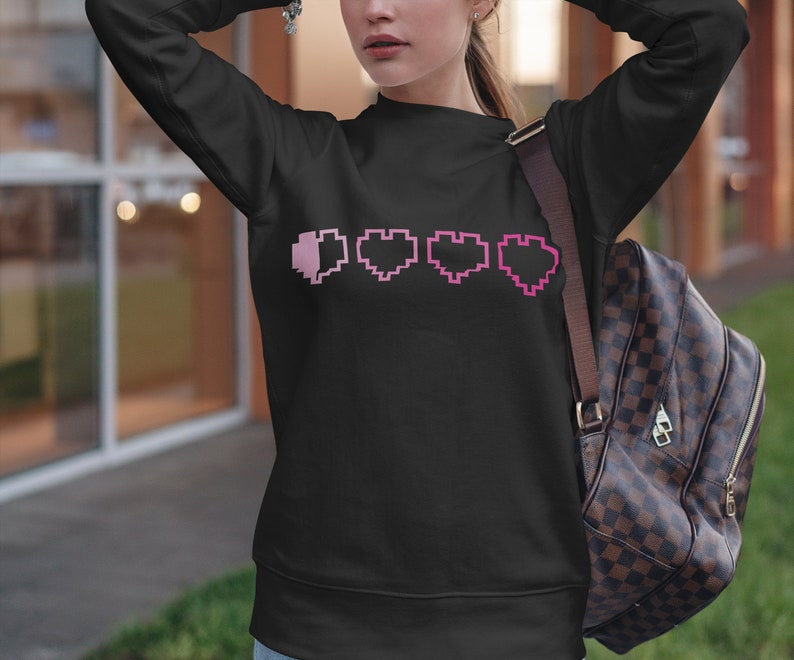 Valentines Day Sweatshirt, Hearts Valentines Day Sweatshirt, Cute Valentines Sweater, Retro Valentines Sweatshirt, Valentines Sweater - Image 2