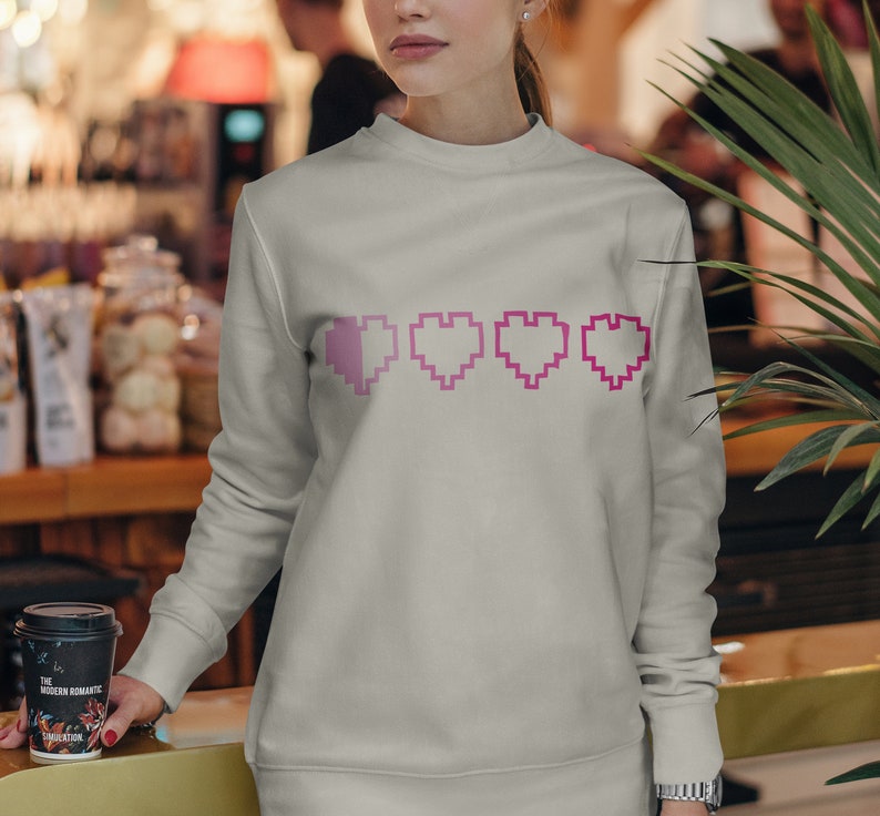 Valentines Day Sweatshirt, Hearts Valentines Day Sweatshirt, Cute Valentines Sweater, Retro Valentines Sweatshirt, Valentines Sweater - Image 3