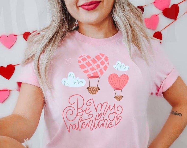 Valentine's Day gift idea, Be My Valentine Shirt Baloon Waffle, Valentines Day Shirt, Be My Valentine Unisex, Valentines Day Gift for women - Image 2
