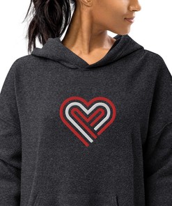 Valentine's Day sueded fleece hoodie, Embroidered heart sweater, minimalistic trendy heart sweater, Unisex Valentine's Day Sweatshirt