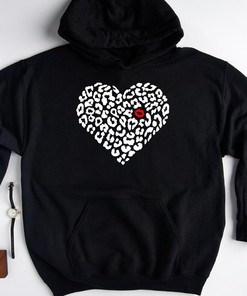 Valentines Hoodie, Heart Hoodie, Wild Love Hoodie, Love Heart Sweatshirt, Wild Lips Hoodie, Leopard Pattern Heart Hoodie