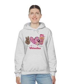 Valentine's Hoodie Sweatshirt, Peace Love Coffee, Graphic Hoodies, Valentine's Day Shirt, Unisex Sweatshirt
