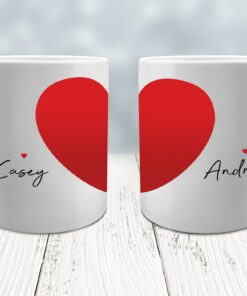 Valentines Mug Heart Join Personalised Names Boyfriend Girlfriend Wife Husband Coffee Love