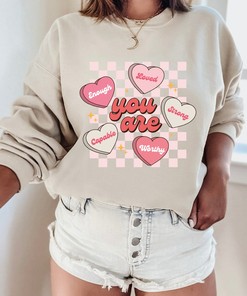 Valentines Self Love Crewneck Sweatshirt, Conversation Hearts Sweatshirt, Affirmation Wellness, Sweatshirt, Teacher Sweatshirt