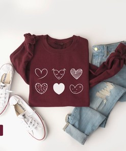 Valentines Sweatshirt, Hearts Sweatshirt, Cute VDay Sweatshirt, Gift For Valentines Day, VDay Party Sweatshirt, Love sweatshirt, Couple shirt