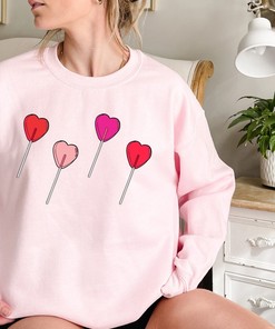 Valentines Sweatshirt - Lollipop Valentines Design Sweatshirt - VDay Sweatshirt - Valentines Day Gift For Friend - Valentines Sucker Shirt