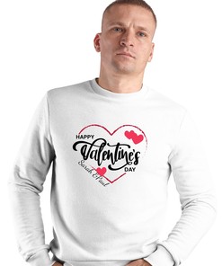 Valentines Unisex Sweatshirt For Him, White Sweater Plus Size Dress For Him, Personalized Cotton Blouse For Valentine Day,