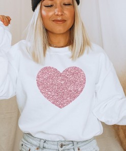 Valentines shirt - Rose Gold Glitter Heart Sweatshirt - Valentines Sweatshirt - Womens Valentines Heart Sweaters - Womens Heart Sweatshirts
