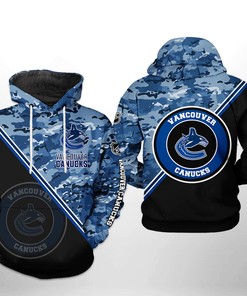 Vancouver Canucks Nhl Camo Team 3D All Over Print Zip Up Hoodie Option
