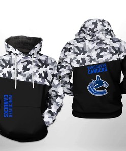 Vancouver Canucks Nhl Camo Veteran 3D All Over Print Zip Up Hoodie Option