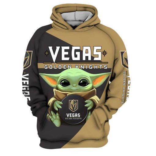 Vegas Golden Knights Nhl Hockey Baby Yoda Star Wars 3D All Over Printed Hoodie, Zip Up Hoodie