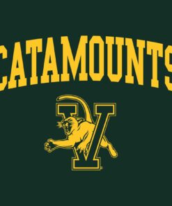 Vermont Catamounts Arch Logo Long Shirt Sweatshirt Pullover Hoodie Reprinted Full Color Full Size
