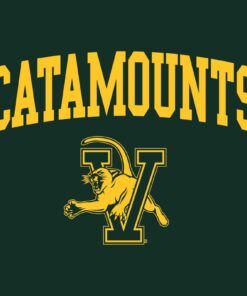 Vermont Catamounts Arch Logo Shirt Sweatshirt Pullover Hoodie Reprinted Full Color Full Size