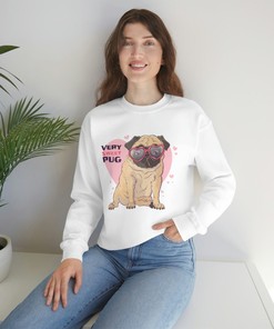 Very Sweet Pug - Unisex Crewneck Sweatshirt - Super Cute, Romantic, Dog Lovers, Valentine's Day