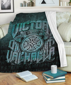 Victory or Valhalla Viking Sherpa Fleece Blanket Gifts for Viking Lover