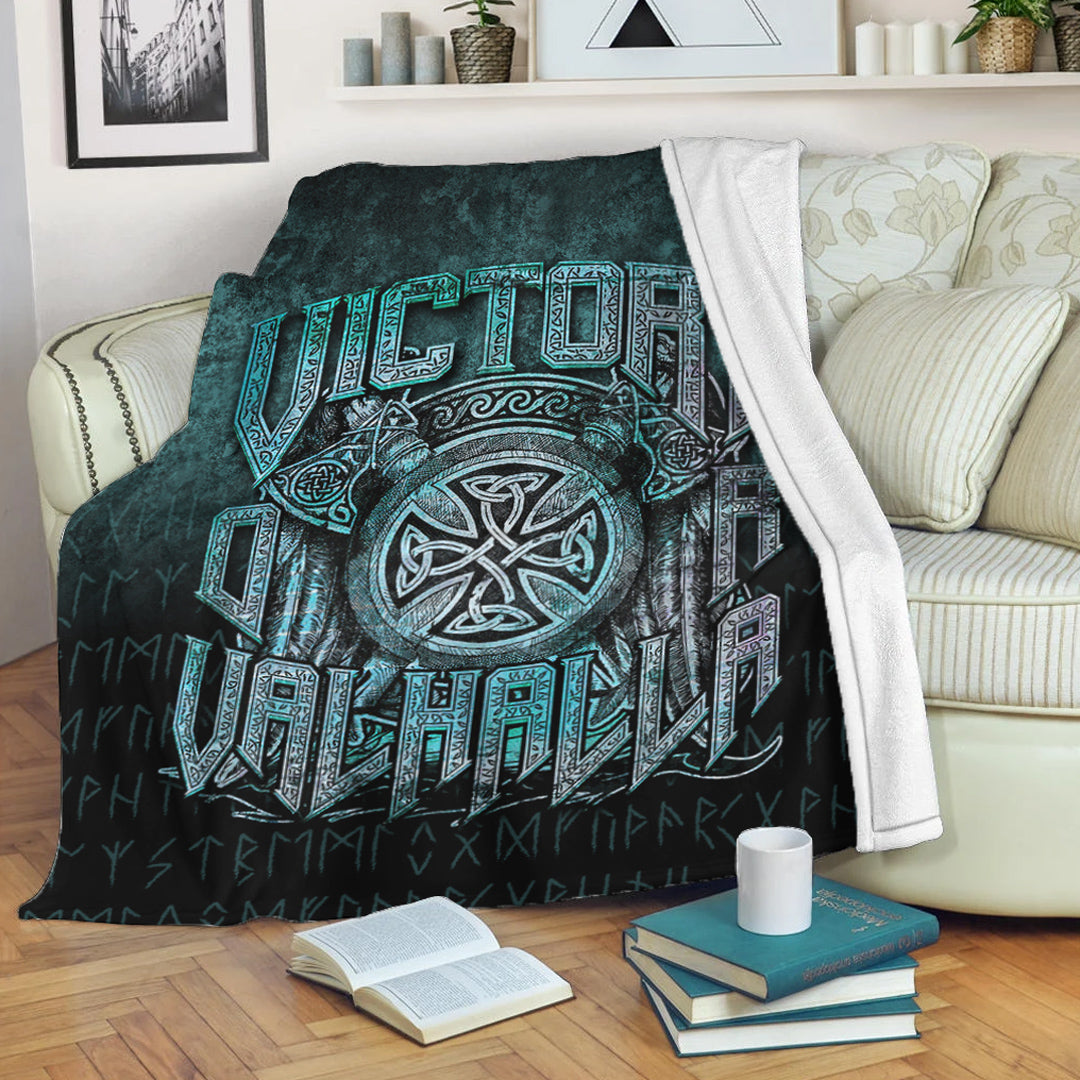 Victory or Valhalla Viking Sherpa Fleece Blanket Gifts for Viking Lover