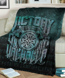 Victory or Valhalla Viking Sherpa Fleece Blanket Gifts for Viking Lover