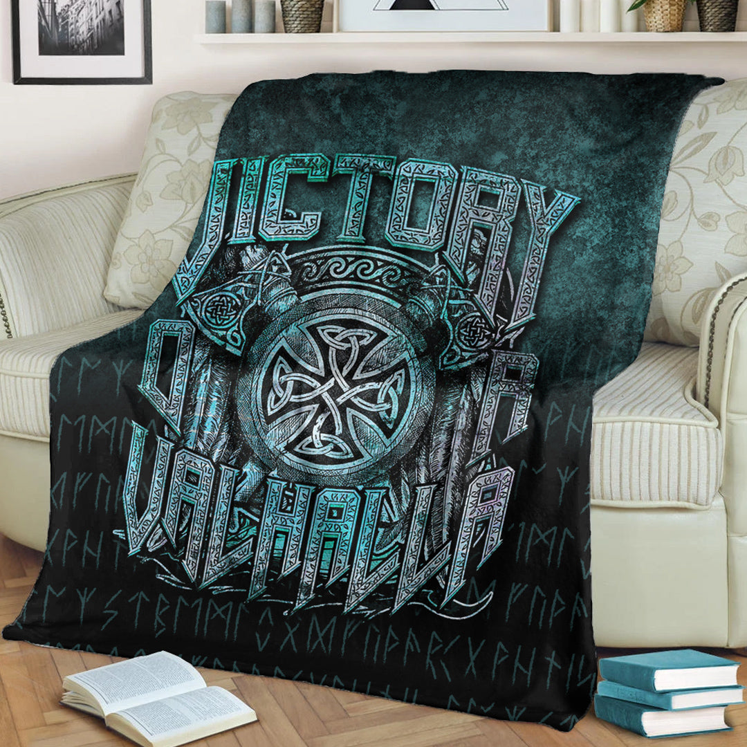 Victory or Valhalla Viking Sherpa Fleece Blanket Gifts for Viking Lover