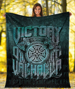 Victory or Valhalla Viking Sherpa Fleece Blanket Gifts for Viking Lover