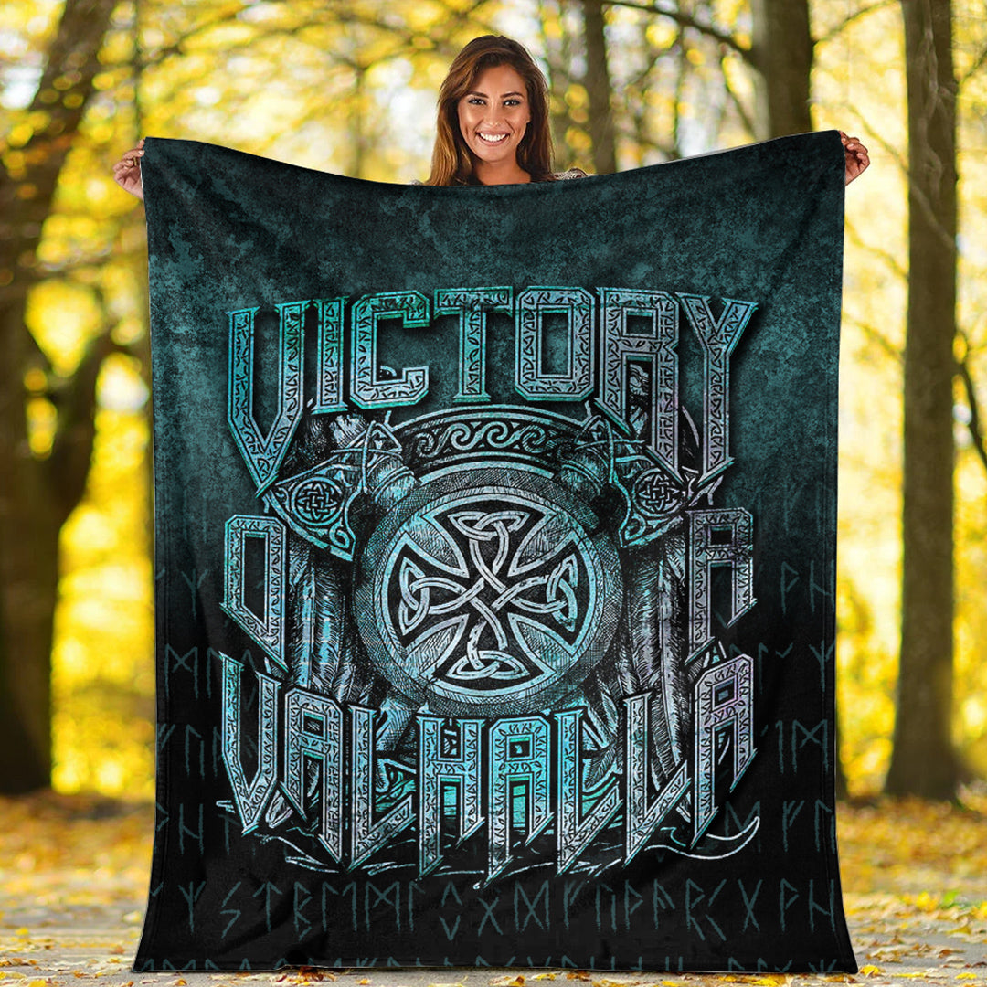 Victory or Valhalla Viking Sherpa Fleece Blanket Gifts for Viking Lover