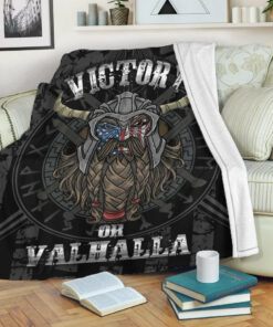 Victory or Valhalla Viking Sherpa Fleece Blanket Gifts for Viking Lovers