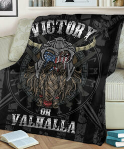 Victory or Valhalla Viking Sherpa Fleece Blanket Gifts for Viking Lovers
