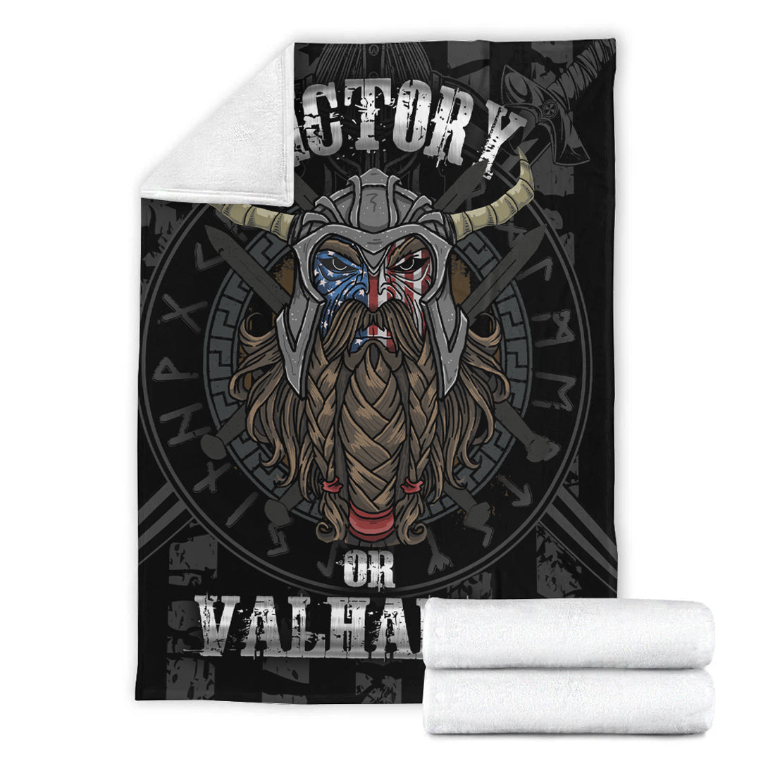 Victory or Valhalla Viking Sherpa Fleece Blanket Gifts for Viking Lovers