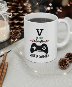 Video Game Lover Gift, V Is For Video Games, Gamer Mug, Funny Gamer Mug, Funny Valentines Mug, Valentines Gift For Him