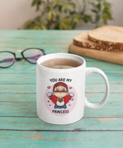 Video Game Valentine's Mug , Super Mario Valentine's Mug , Ceramic Coffee Mug ,