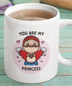 Video Game Valentine's Mug , Super Mario Valentine's Mug , Ceramic Coffee Mug ,