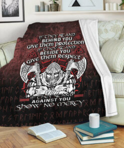 Viking Blanket Against You Show No Mercy Sherpa Fleece Blanket Gifts for Viking Lovers