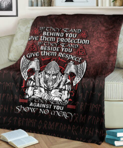 Viking Blanket Against You Show No Mercy Sherpa Fleece Blanket Gifts for Viking Lovers