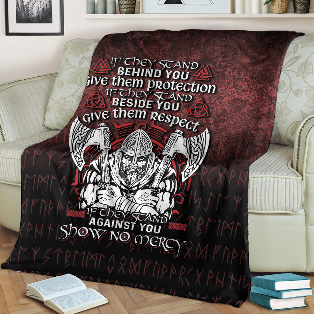 Viking Blanket Against You Show No Mercy Sherpa Fleece Blanket Gifts for Viking Lovers