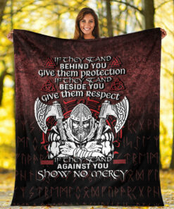 Viking Blanket Against You Show No Mercy Sherpa Fleece Blanket Gifts for Viking Lovers