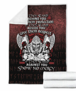 Viking Blanket Against You Show No Mercy Sherpa Fleece Blanket Gifts for Viking Lovers