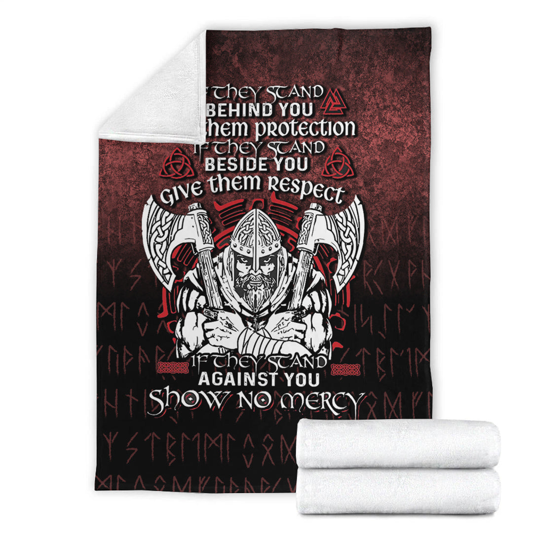 Viking Blanket Against You Show No Mercy Sherpa Fleece Blanket Gifts for Viking Lovers