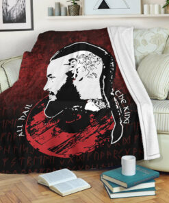 Viking Blanket All Hail The King Vikings Sherpa Fleece Blanket Gifts for Viking Lovers