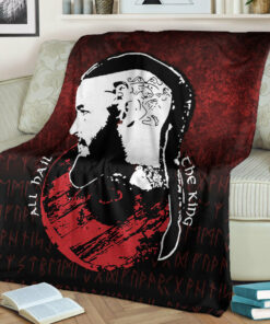Viking Blanket All Hail The King Vikings Sherpa Fleece Blanket Gifts for Viking Lovers