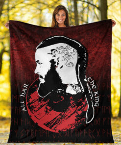 Viking Blanket All Hail The King Vikings Sherpa Fleece Blanket Gifts for Viking Lovers