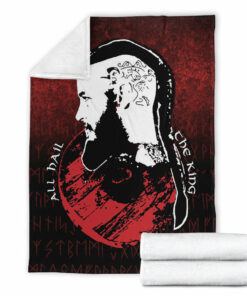Viking Blanket All Hail The King Vikings Sherpa Fleece Blanket Gifts for Viking Lovers