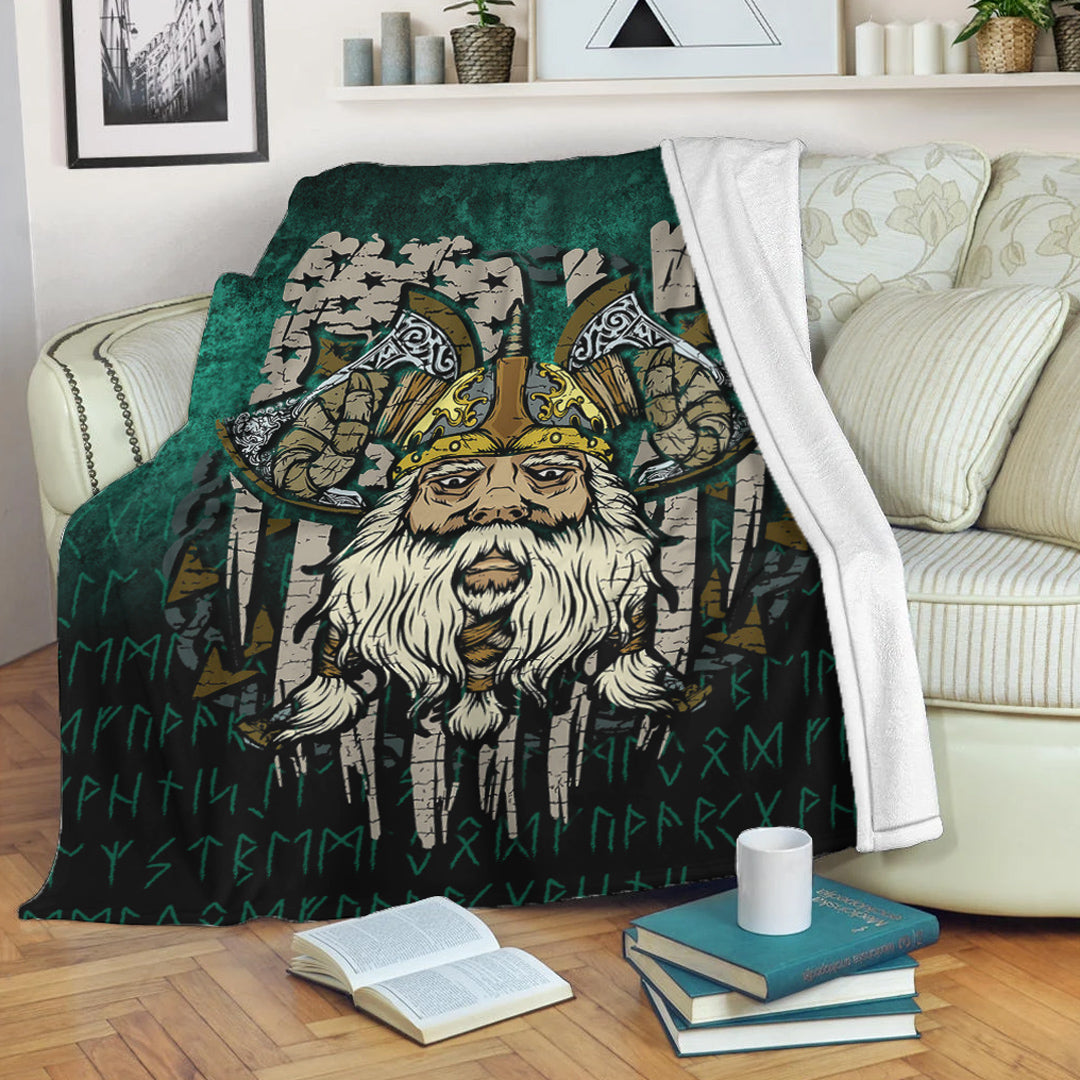 Viking Blanket America Odin Sherpa Fleece Blanket Gifts for Viking Lovers
