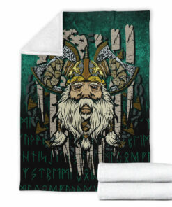 Viking Blanket America Odin Sherpa Fleece Blanket Gifts for Viking Lovers