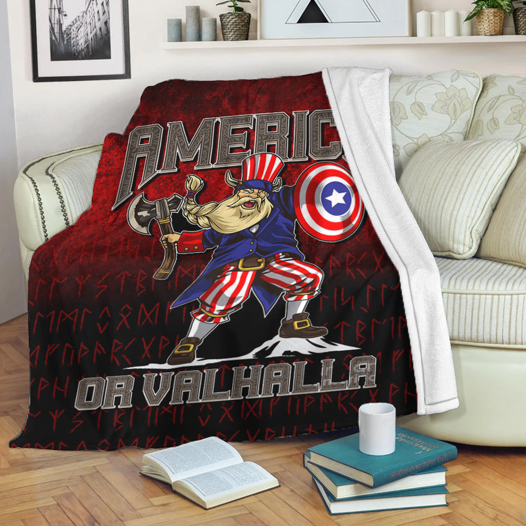 Viking Blanket America Or Valhalla Sherpa Fleece Blanket Gifts for Viking Lovers